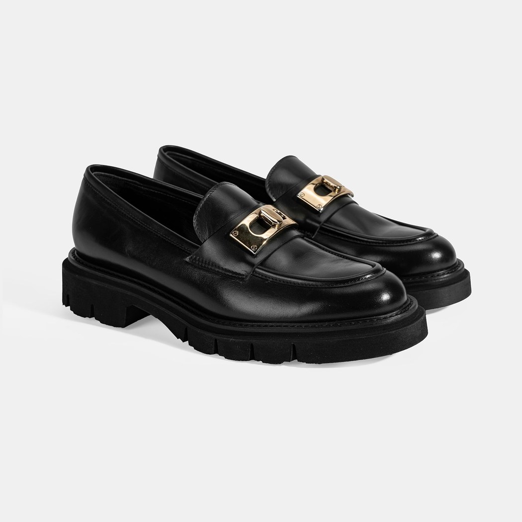 Luca Grossi Kadın Siyah Toka Detaylı Deri Loafer