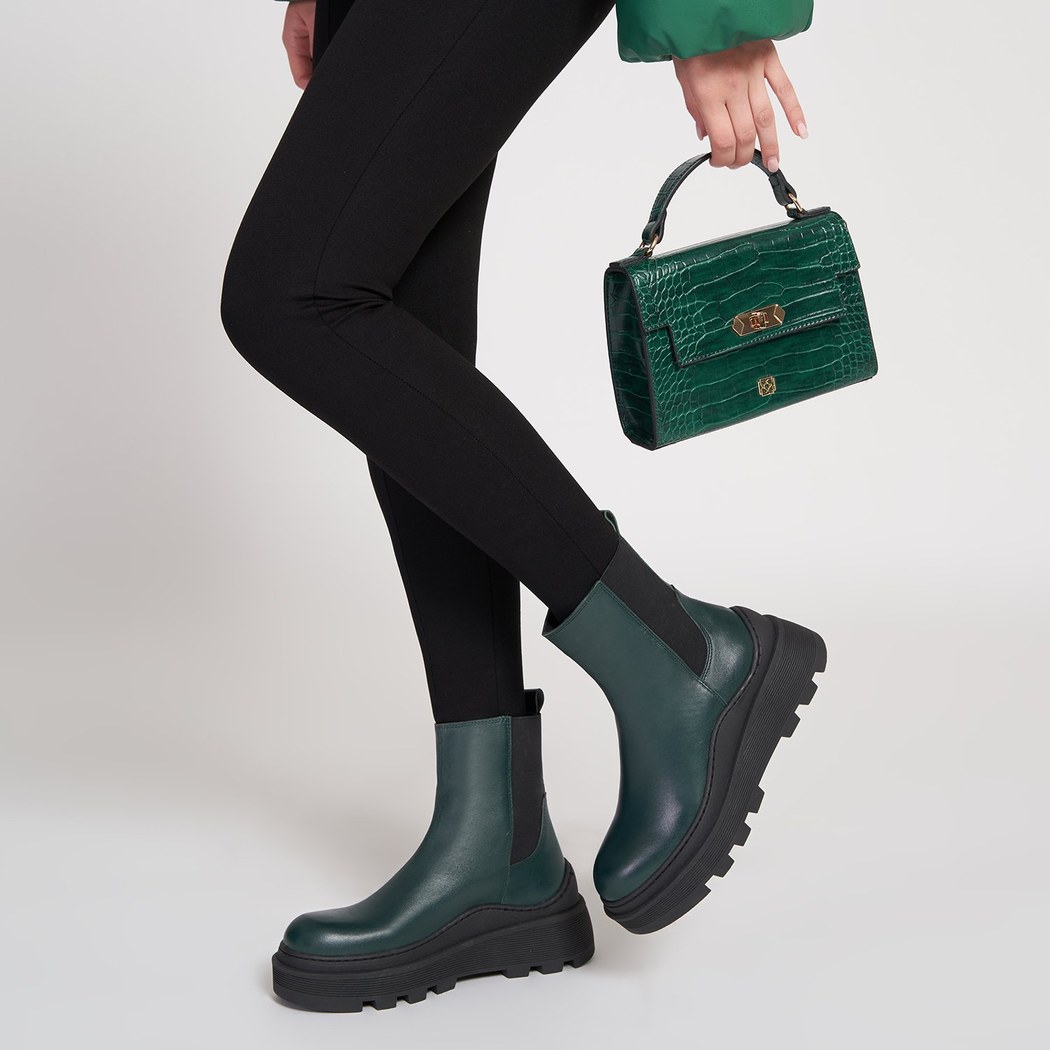 Ninny Haki Kadın Yandan Lastikli Deri Chelsea Bot