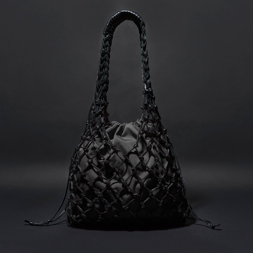 Siyah El Emeği Örgü Deri Çanta