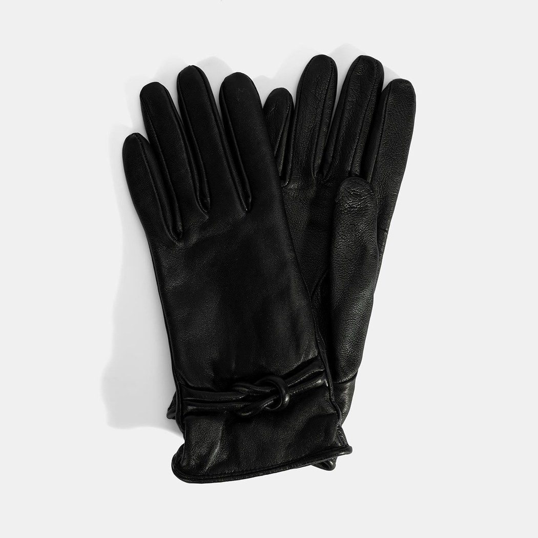 Siyah Kadın Deri Eldiven