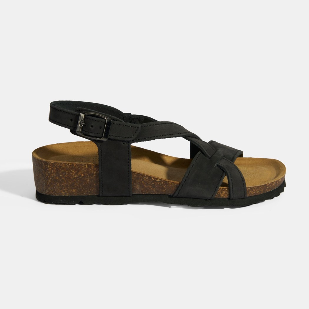 Siyah Kadın Toka Detaylı Süet Sandalet