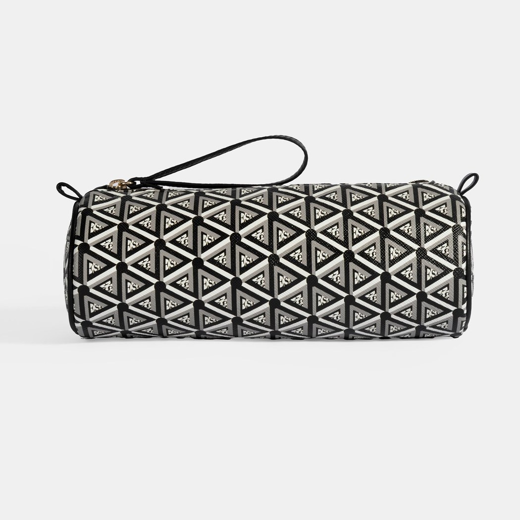 Siyah Monogram Desenli Kalemlik/Tıraş/Makyaj Çantası