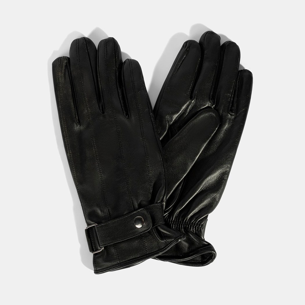 Siyah Tokalı Erkek Deri Eldiven