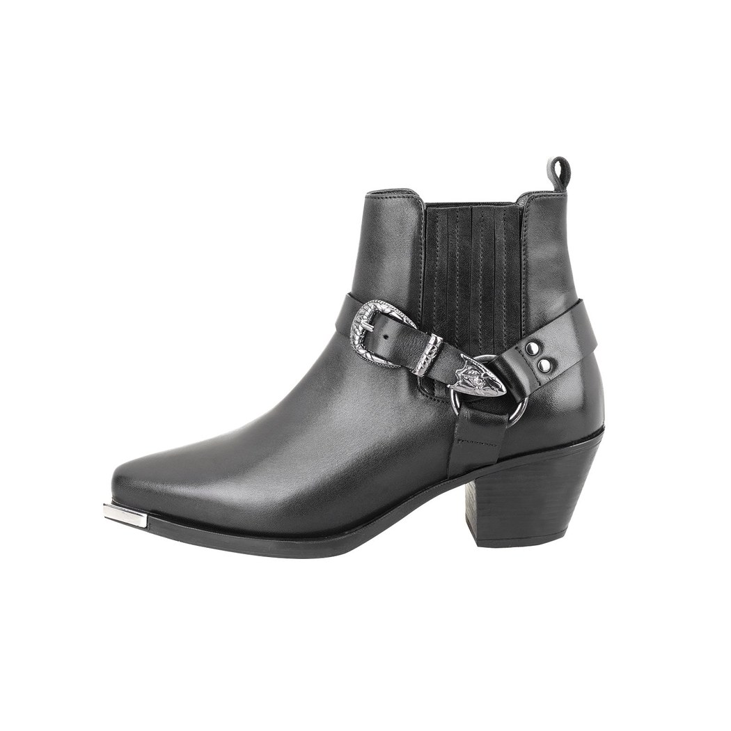 Aadhya Siyah Kadın Topuklu Deri Kovboy Botu