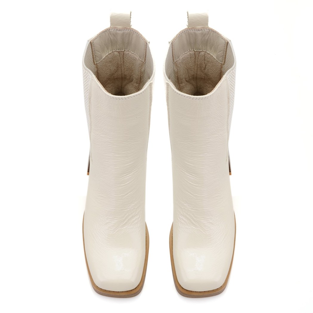 Abelia Ekru Kadın Topuklu Deri Bot