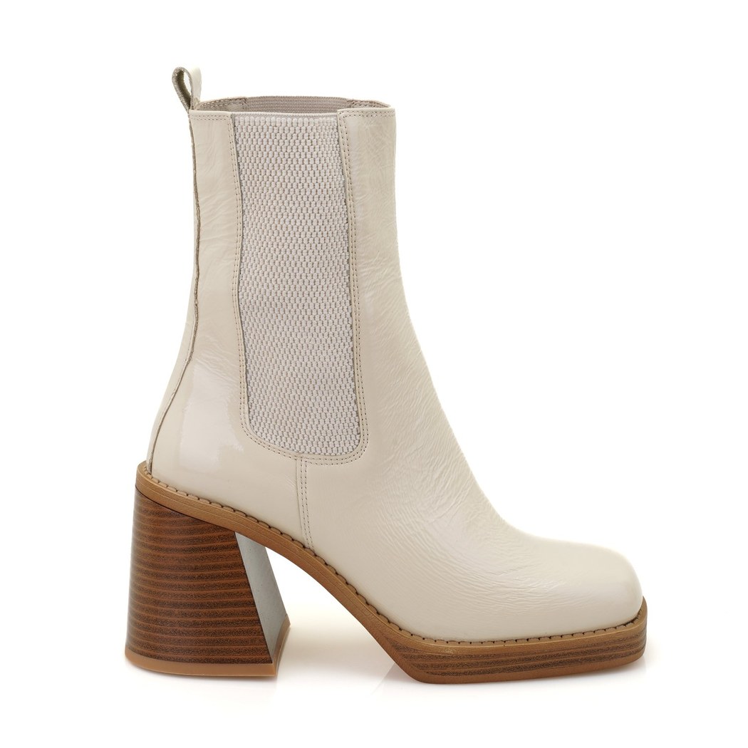 Abelia Ekru Kadın Topuklu Deri Bot