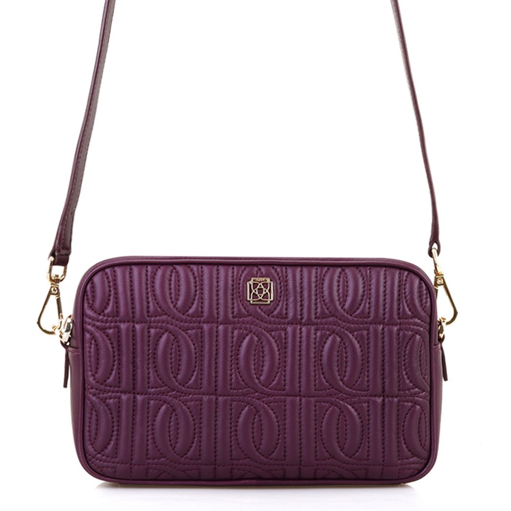 Abrama Bordo Kadın Monogram Kapitone Deri Postacı Çantası