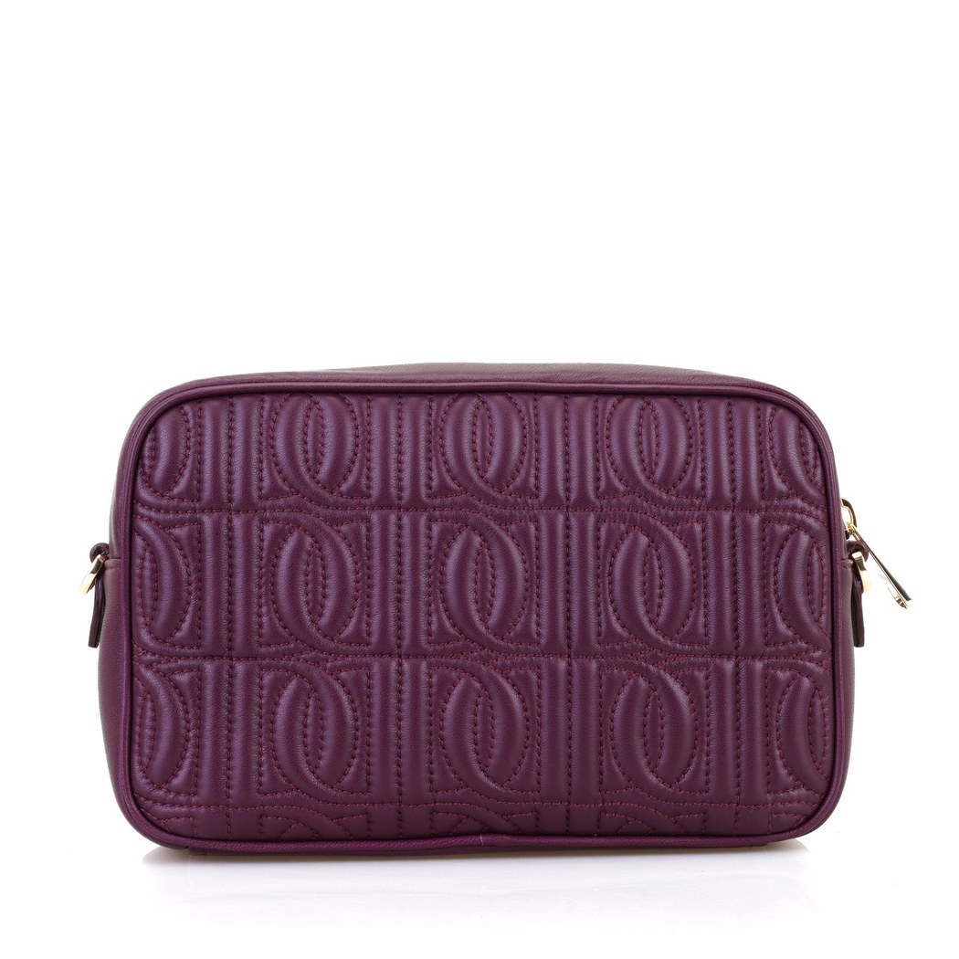 Abrama Bordo Kadın Monogram Kapitone Deri Postacı Çantası