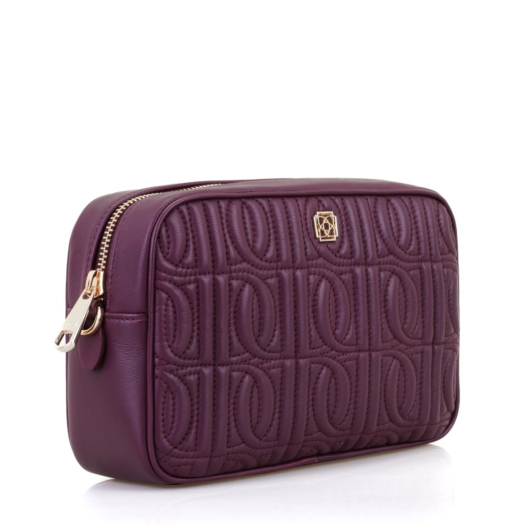 Abrama Bordo Kadın Monogram Kapitone Deri Postacı Çantası