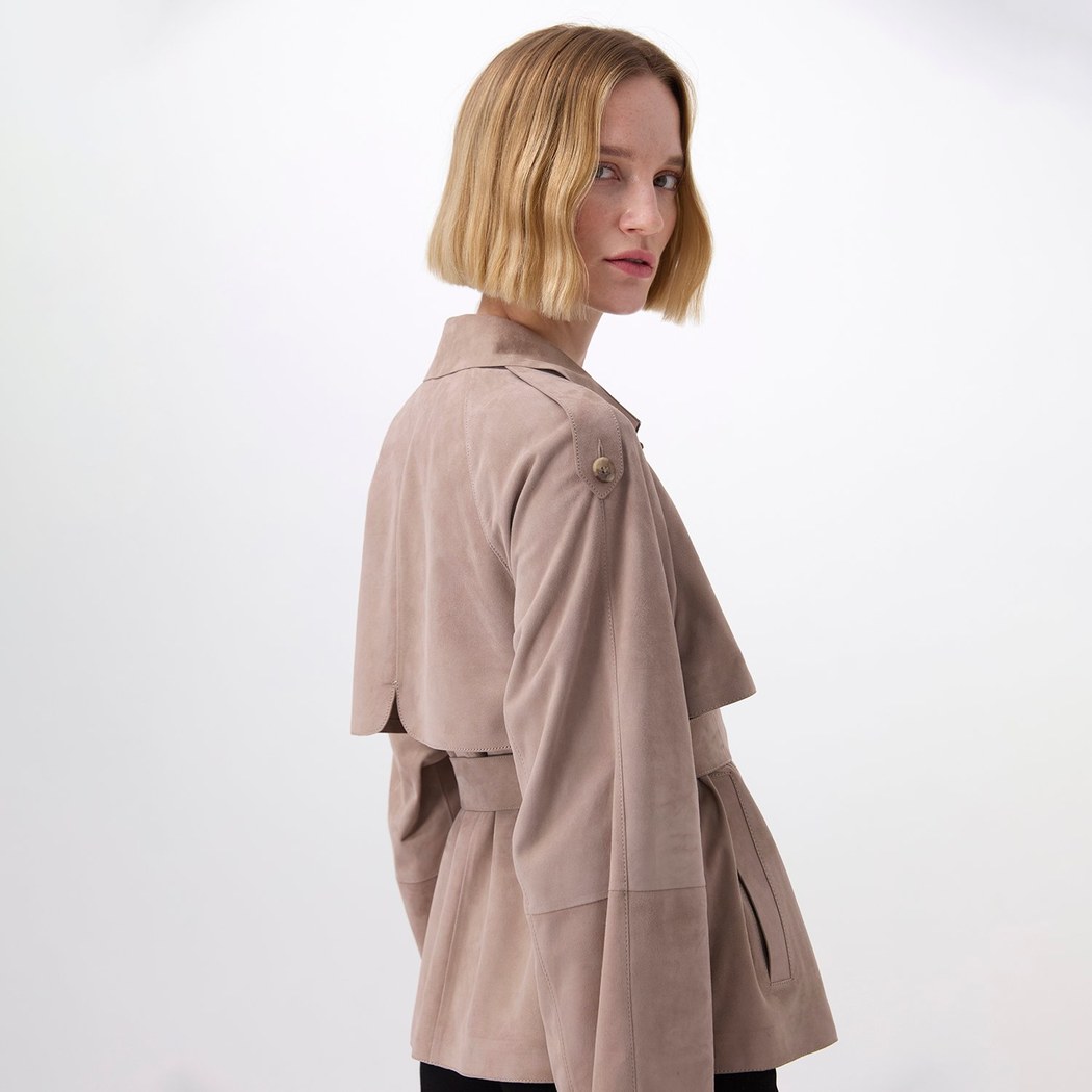 Abree Bej Kadın Süet Deri Ceket