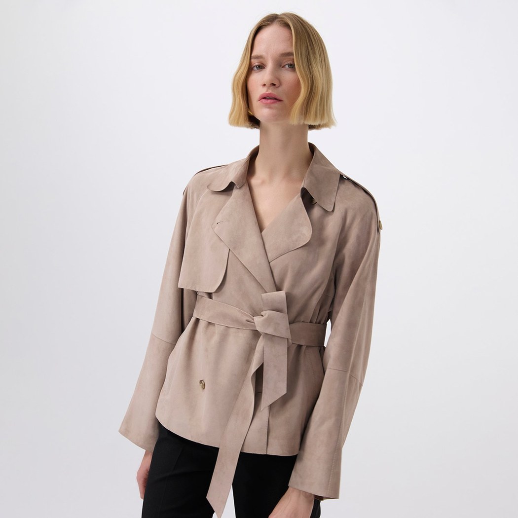 Abree Bej Kadın Süet Deri Ceket