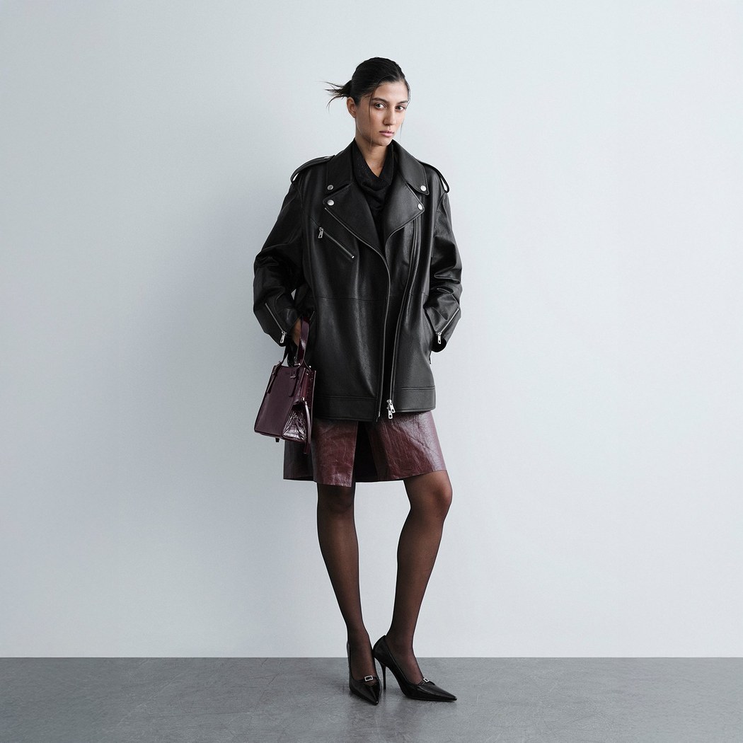 Abriana Siyah Kadın Deri Biker Ceket