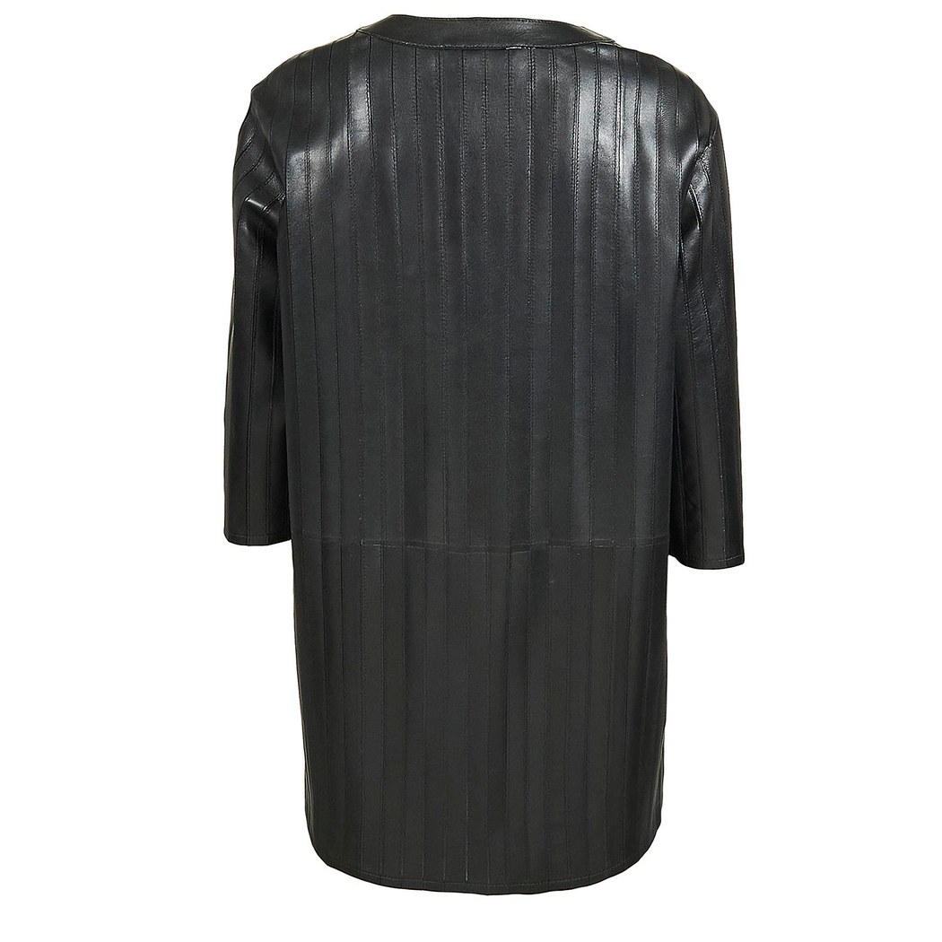 Abrianna Kadın Panelli Anatomik Uzun Deri Ceket