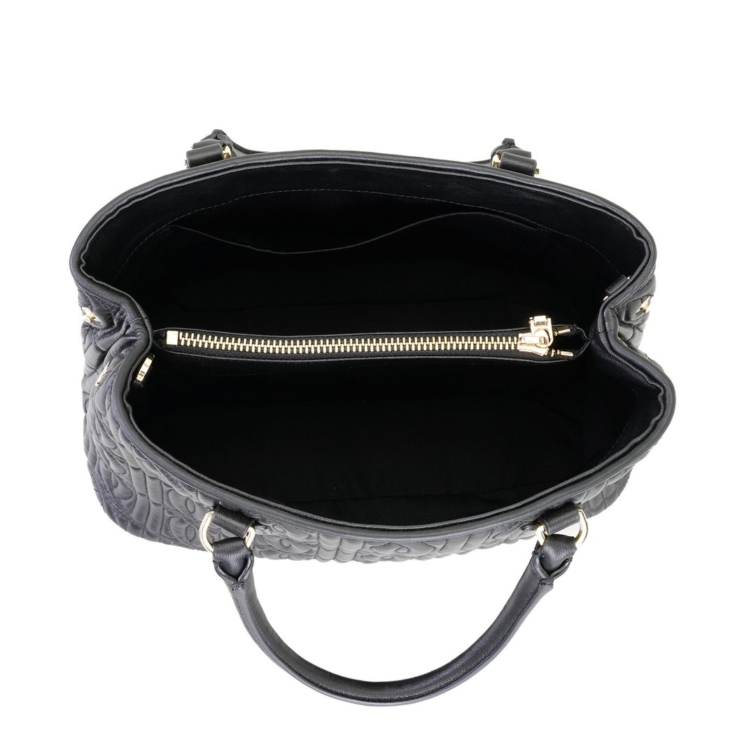 Absola Siyah Kadın Monogram Kapitone Deri Omuz Çantası