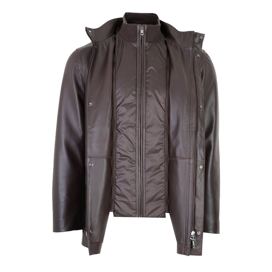 Adahy Kahve Erkek Deri Mont