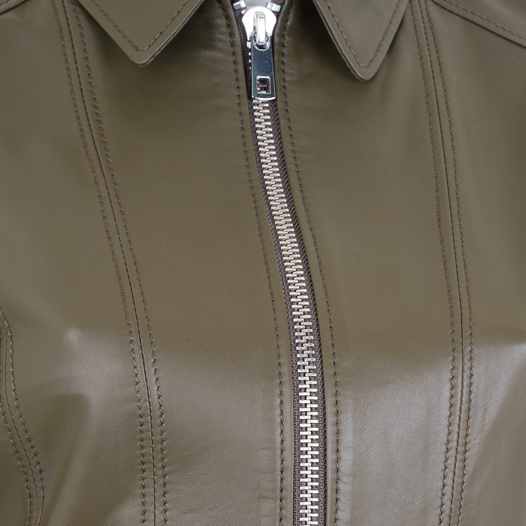 Adelie Haki Kadın Deri Mont