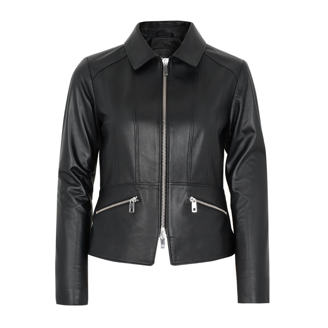 Adelie Siyah Kadın Deri Mont