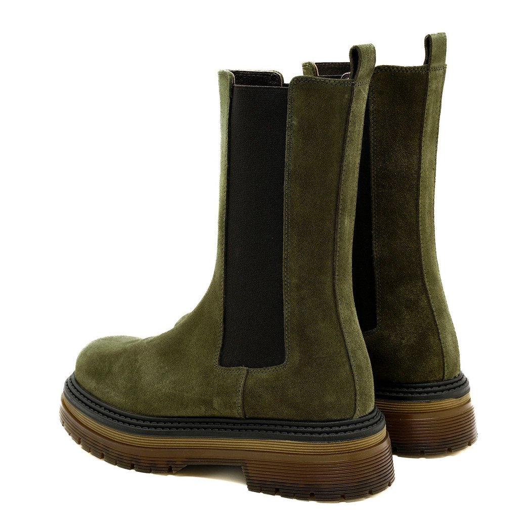 Adella Yeşil Kadın Yandan Lastikli Süet Deri Chelsea Bot