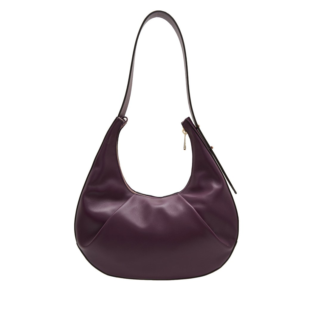 Aden Bordo Kadın Zincir Detaylı Deri Omuz Çantası