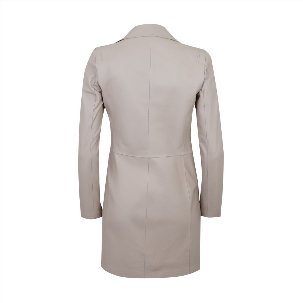 Adrina Krem Kadın Deri Trençkot