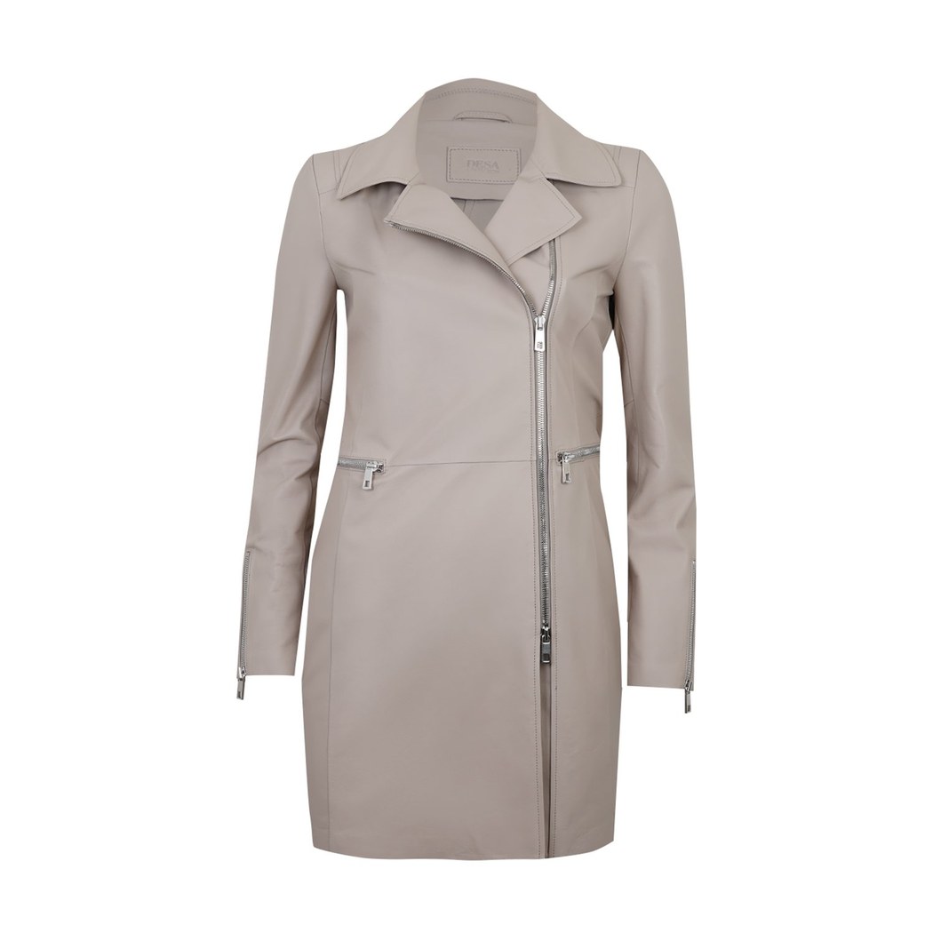 Adrina Krem Kadın Deri Trençkot