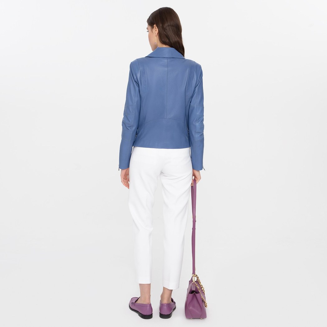 Adsilla Mavi Kadın Deri Ceket