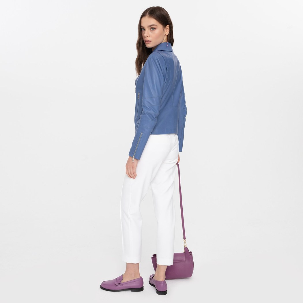 Adsilla Mavi Kadın Deri Ceket