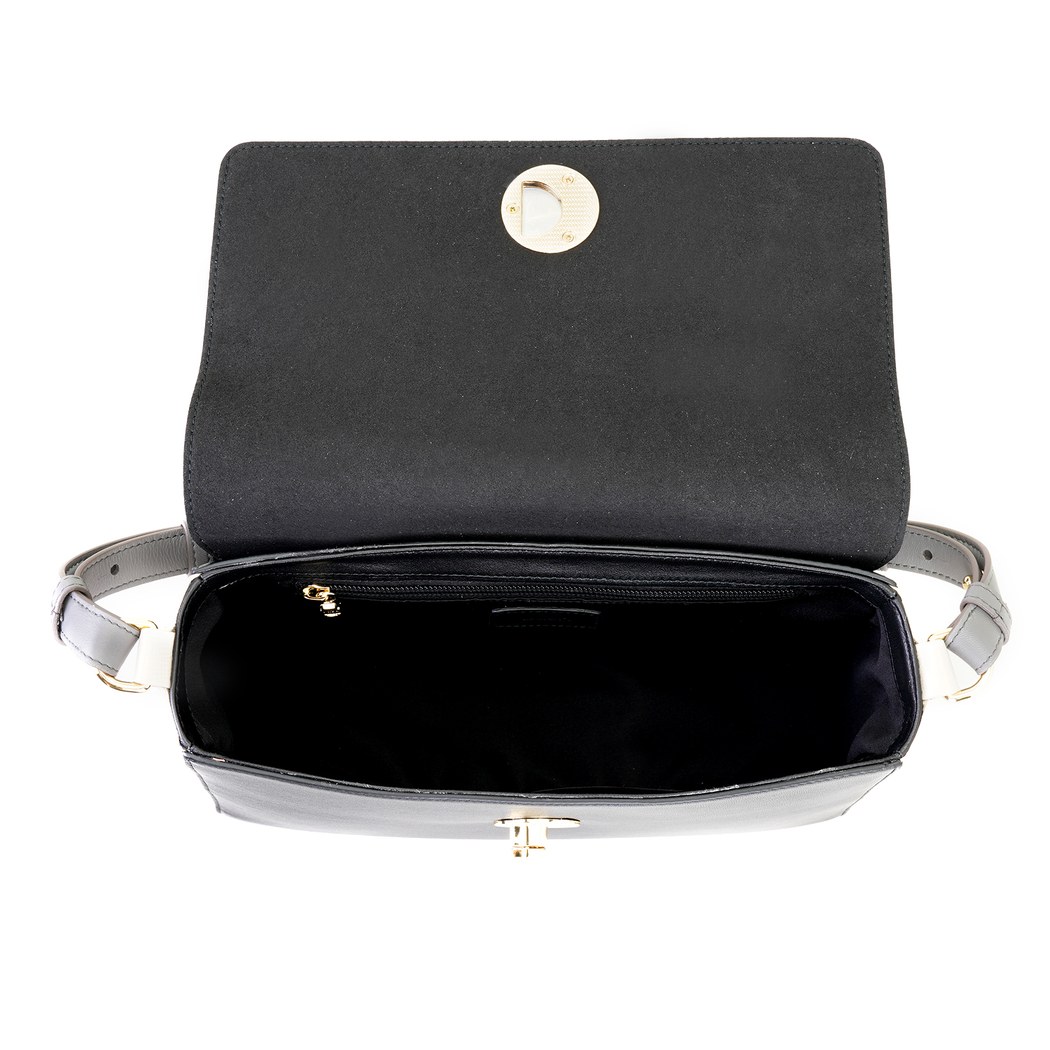 Afrooz Siyah Kadın Kroko Baskılı Deri Omuz Çantası