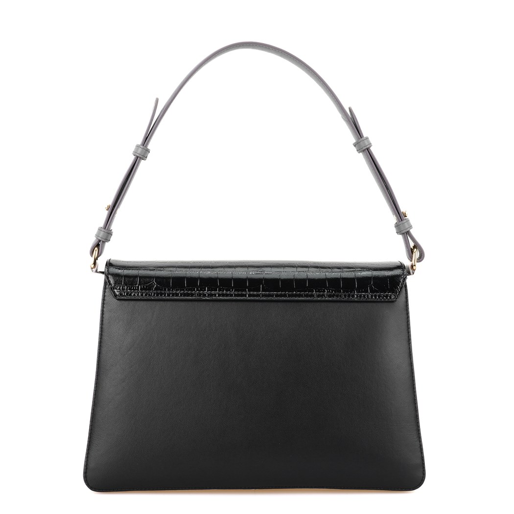 Afrooz Siyah Kadın Kroko Baskılı Deri Omuz Çantası