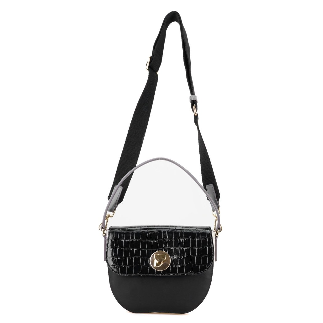 Afsooz Siyah Kadın Kroko Baskılı Deri Omuz Çantası