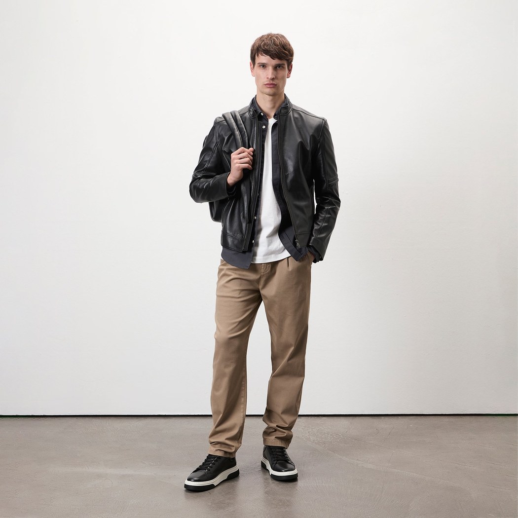 Agostino Siyah Erkek Deri Ceket