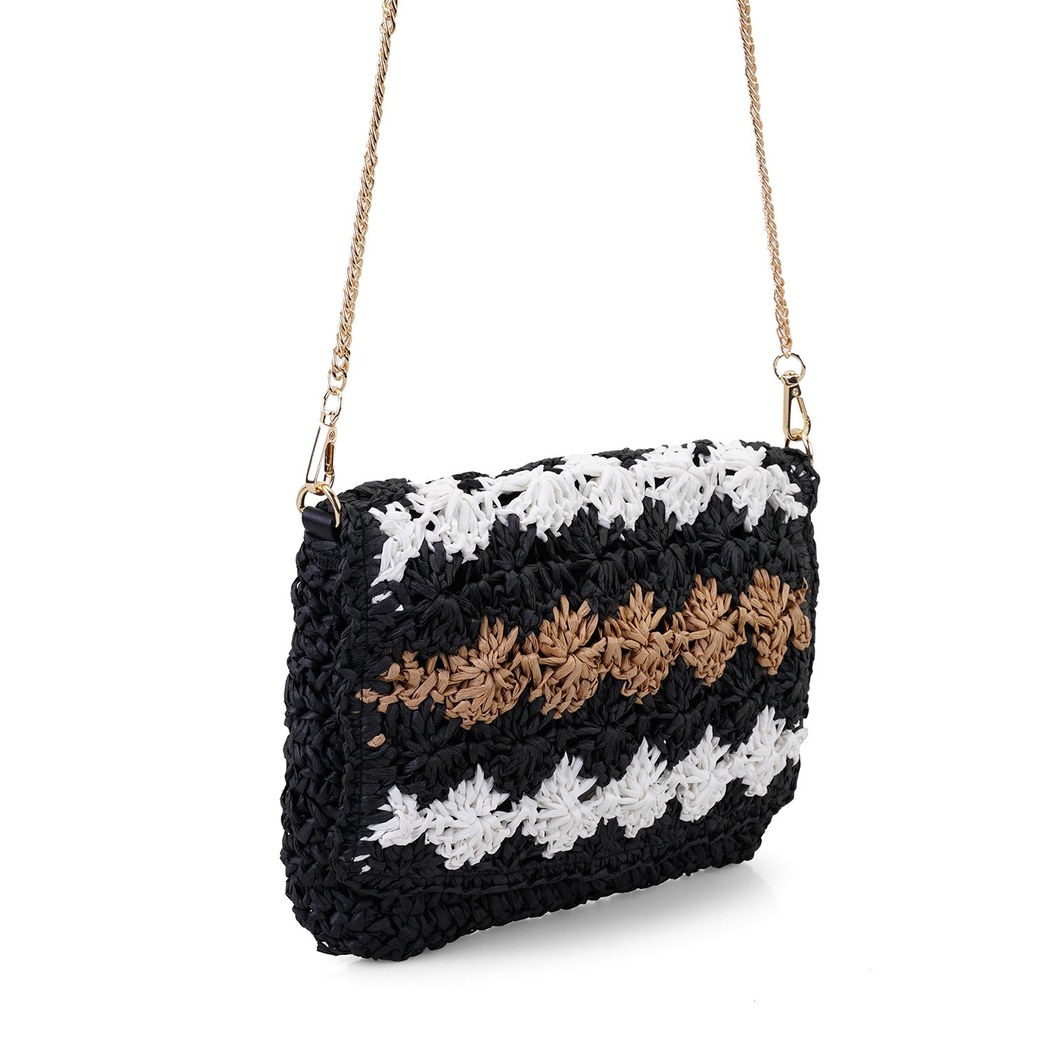 Alaina Siyah Kadın Hasır Omuz Çantası