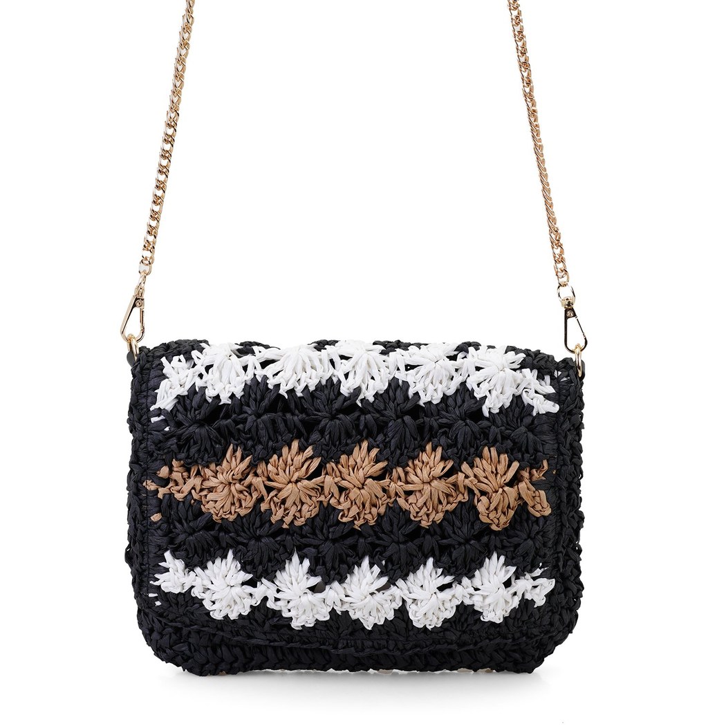 Alaina Siyah Kadın Hasır Omuz Çantası