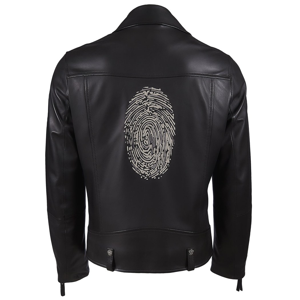 Alanzo Erkek Baskılı Biker Deri Mont