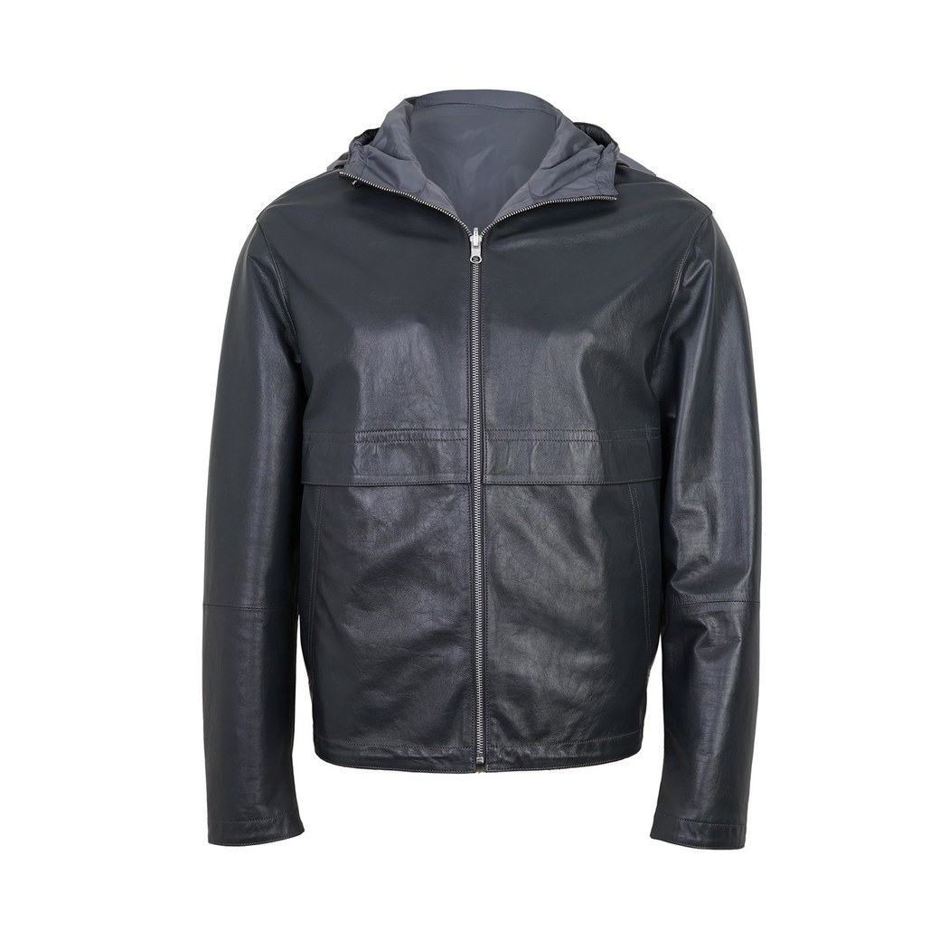 Alanzo Gri Erkek Çift Taraflı Bomber Deri Ceket