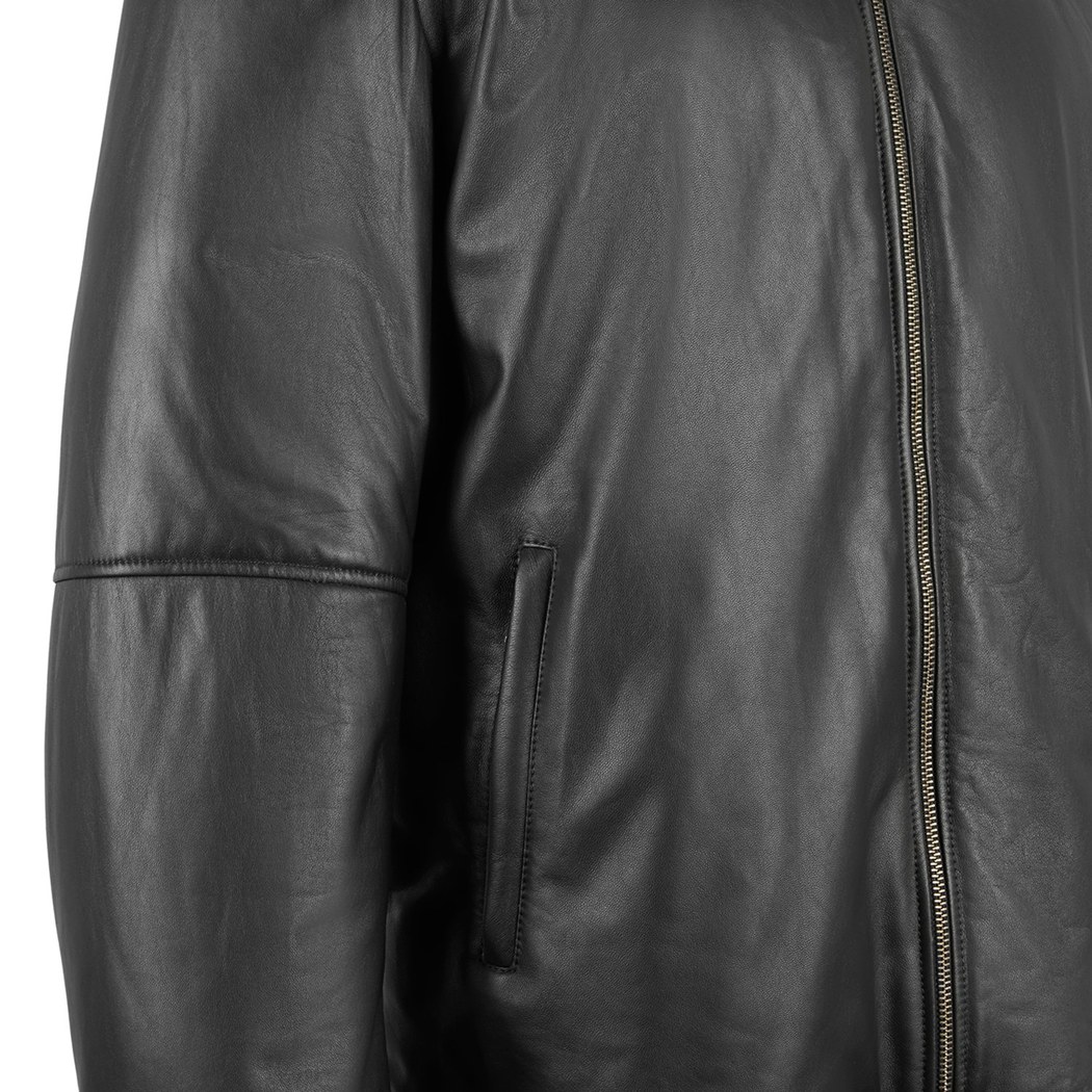 Alanzo Siyah Erkek Çift Taraflı Deri Bomber Ceket