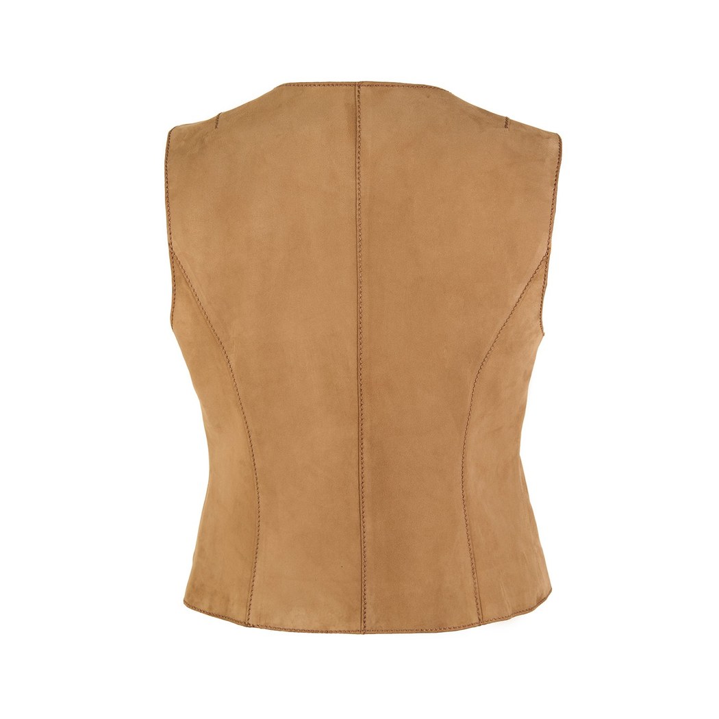 Alaqua Kahve Kadın Süet Deri Yelek