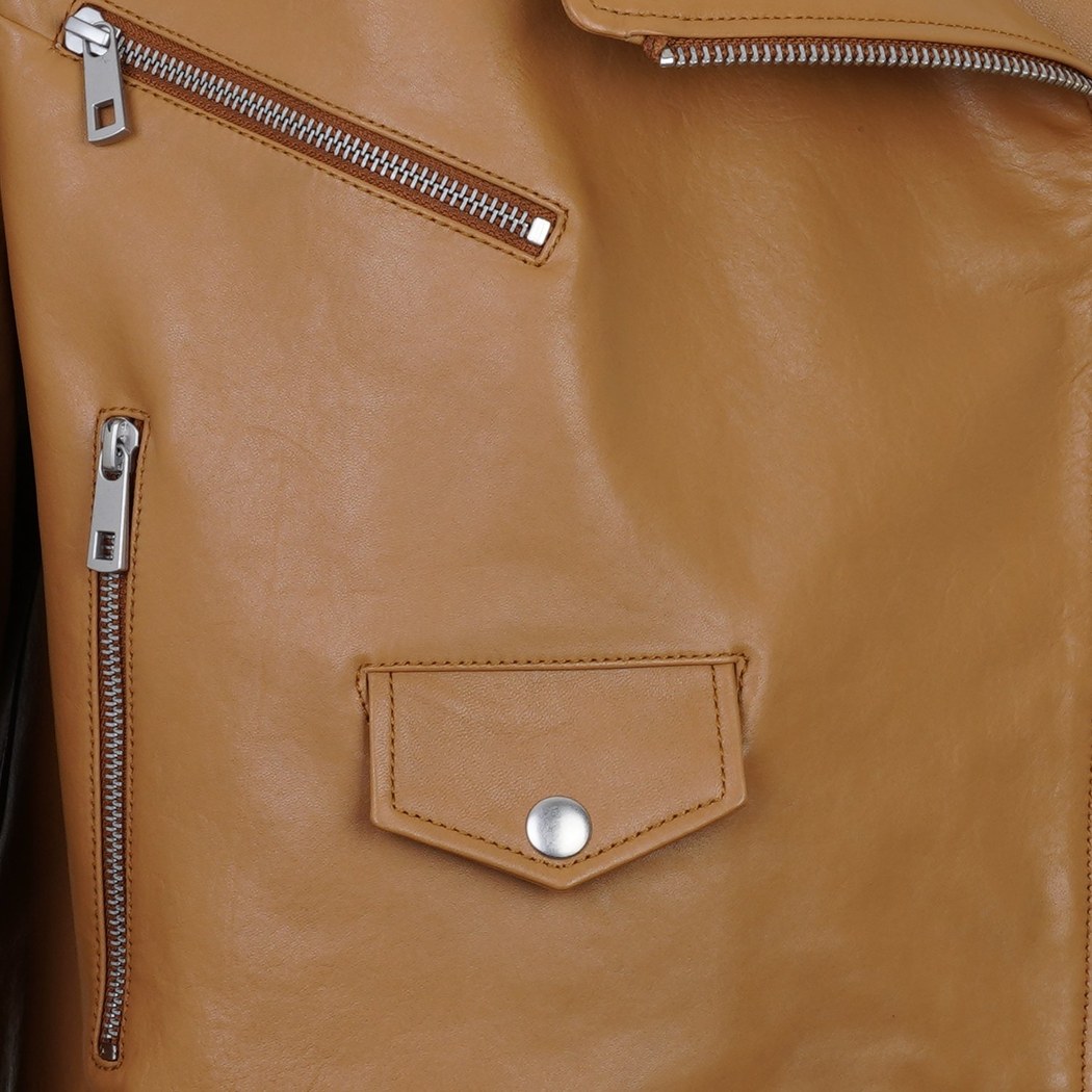 Albinia Kahve Kadın Deri Biker Ceket