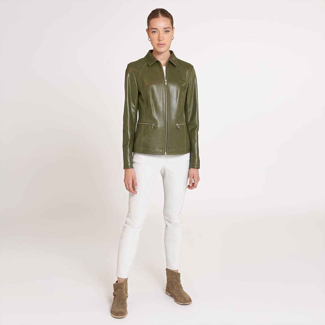 Alda Kadın Gömlek Yakalı Deri Ceket