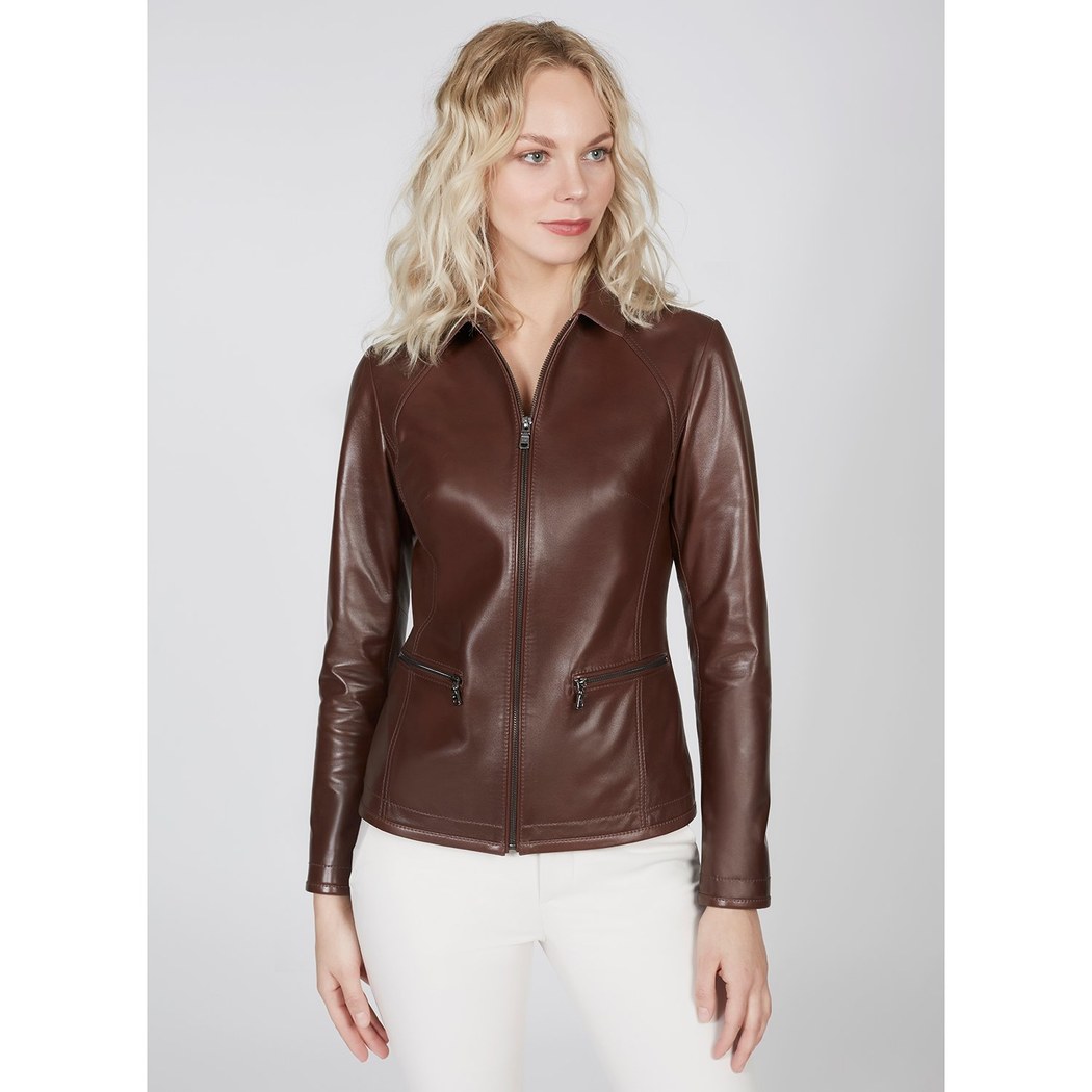 Alda Kadın Gömlek Yakalı Deri Ceket