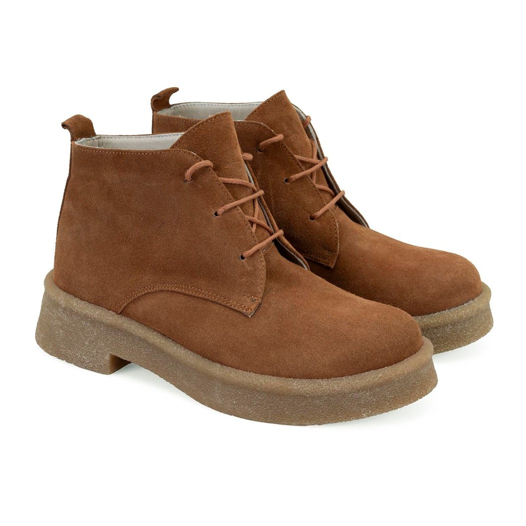 Alena Kahve Kadın Bağcıklı Süet Deri Bot