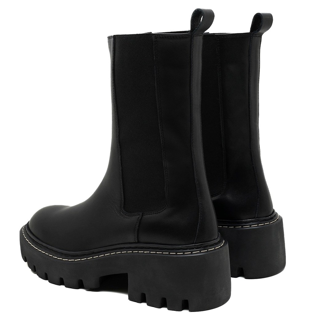 Aleta Siyah Kadın Yandan Lastikli Deri Chelsea Bot