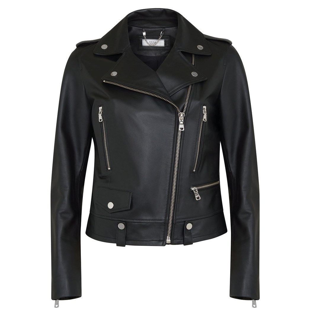 Aletta Siyah Kadın Biker Deri Ceket