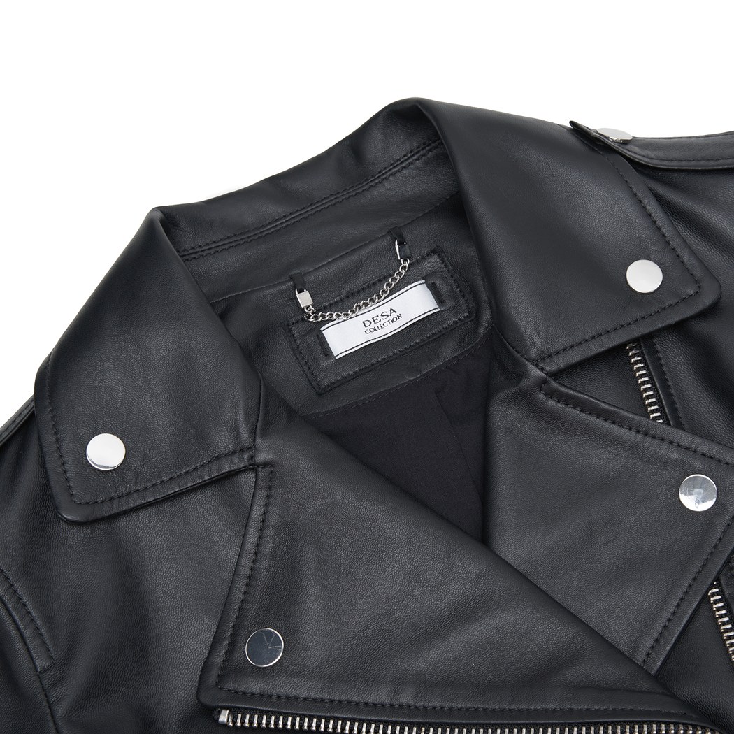 Aletta Siyah Kadın Biker Deri Ceket