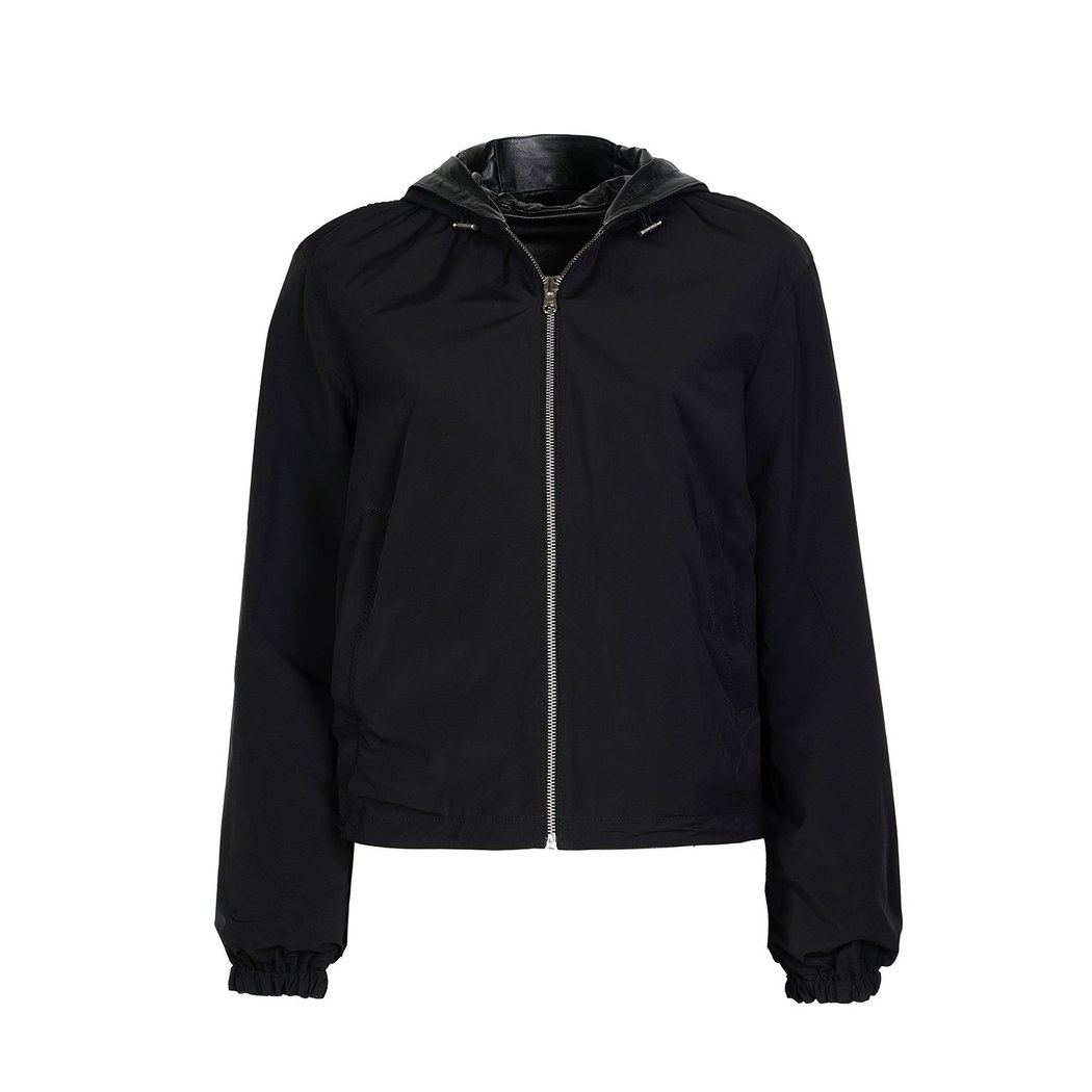 Alette Siyah Kadın Çift Taraflı Bomber Deri Ceket