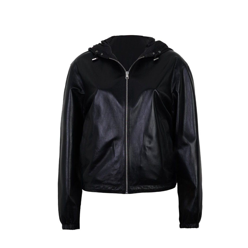 Alette Siyah Kadın Çift Taraflı Bomber Deri Ceket
