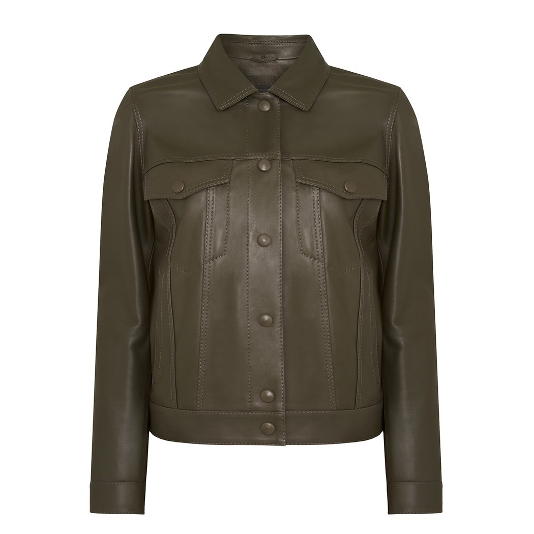 Alicia Haki Kadın Deri Kapüşonlu Ceket