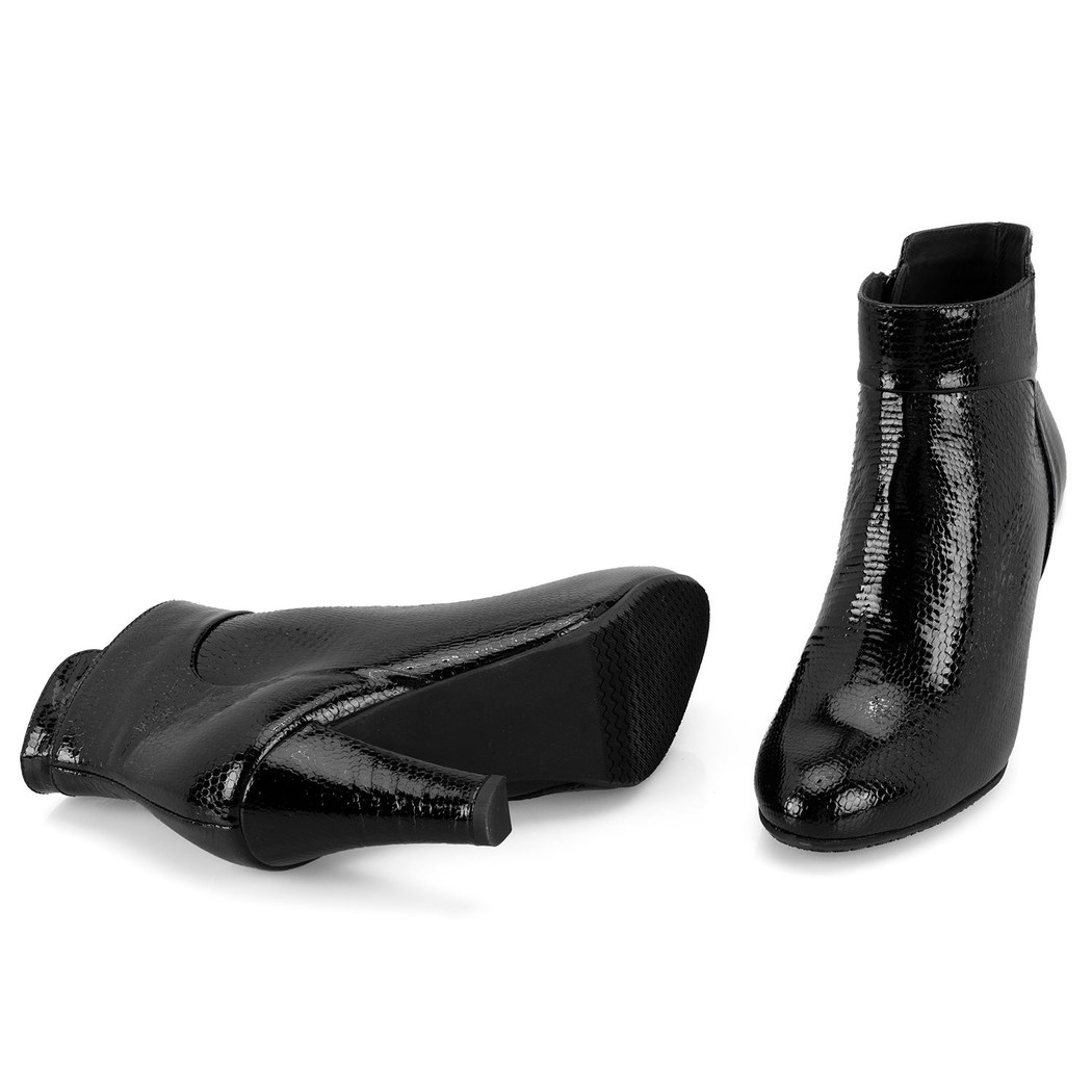 Aliza Siyah Kadın DesaComfort Fermuarlı Topuklu Deri Bot