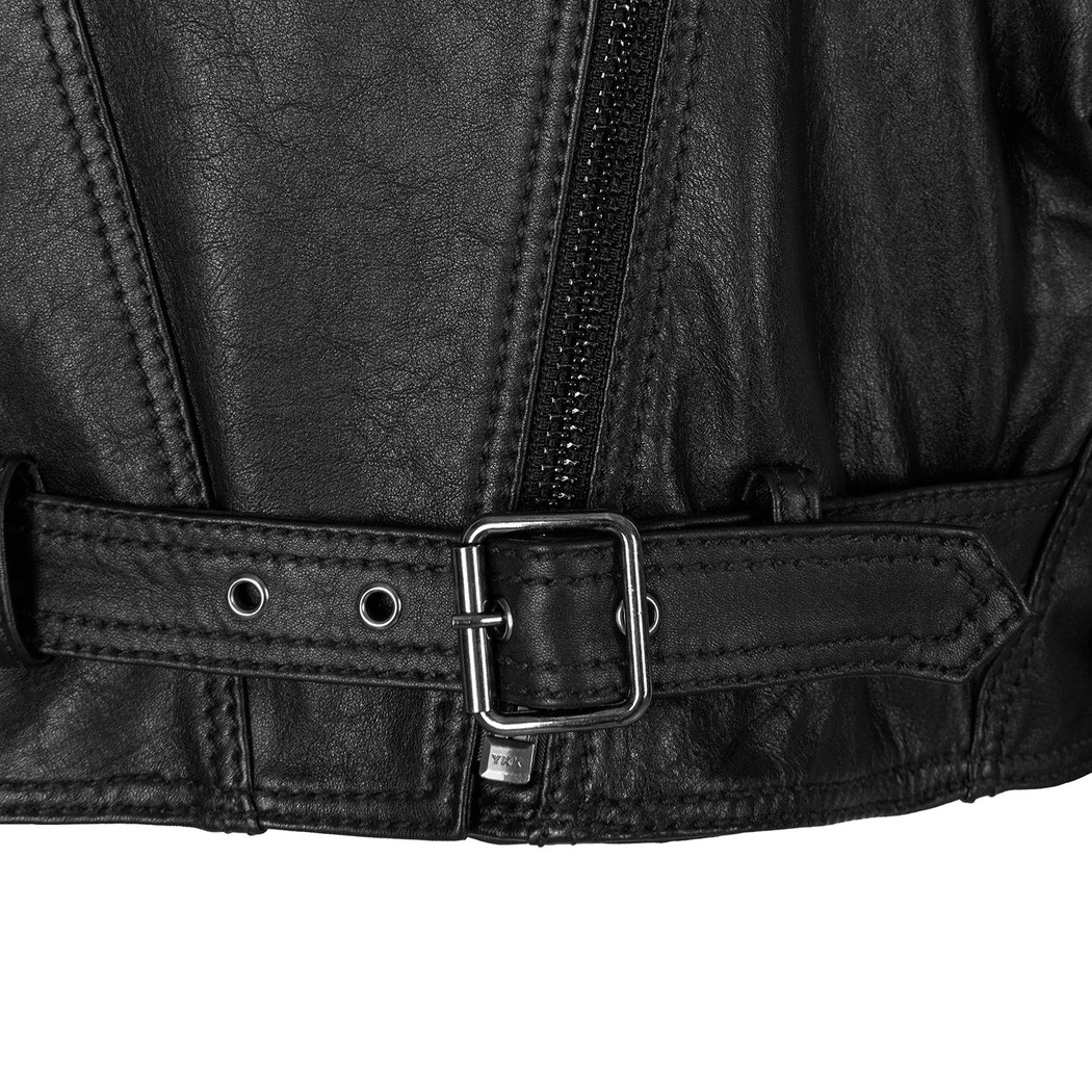 Allayna Siyah Kadın Deri Biker Ceket