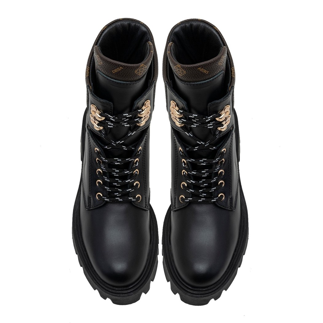 Alvar Siyah Kadın Monogram Deri Bot